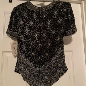 Beautiful beaded Laurence Kazar Top